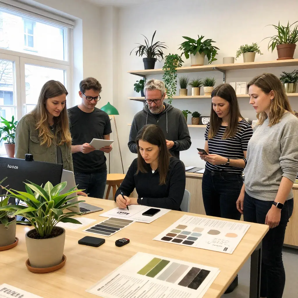 Vårt team i arbeid med interiørprosjekt